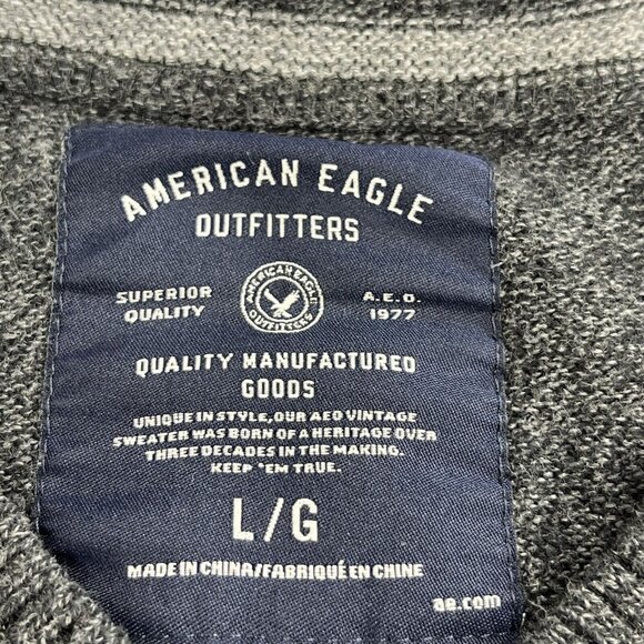 American Eagle Outfitters Classic Sweater Mens Large Gray Long Sleeve Sweatshirt - Picture 3 of 11